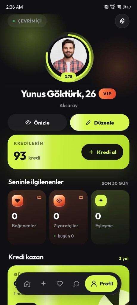 Limzy profil ekranı